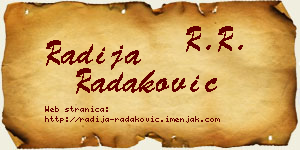 Radija Radaković vizit kartica